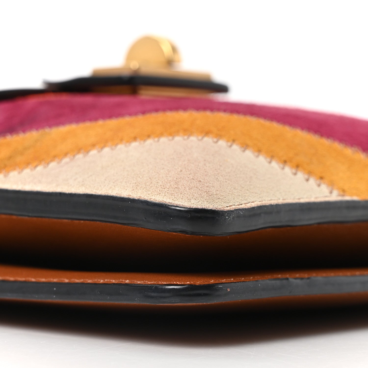 Chloe Calfskin Suede Rainbow Patchwork Small Jane Fringe Bag Caramel 9 of 10