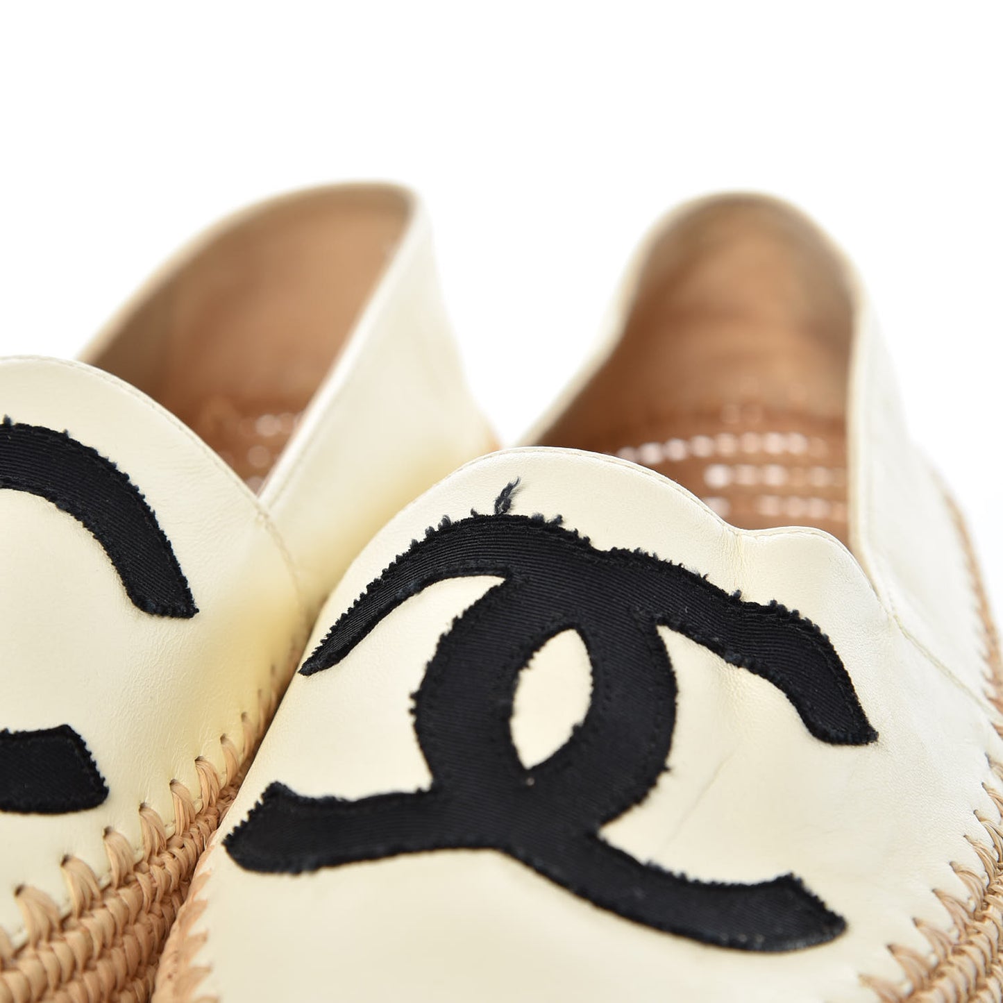 Lambskin Grosgrain CC Espadrilles 41 Ivory Black
