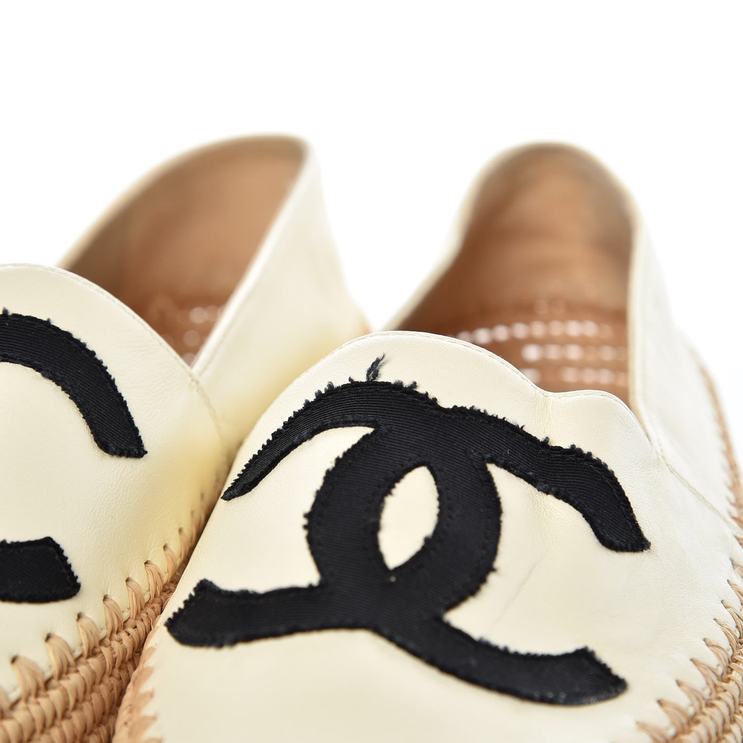 Chanel Lambskin Grosgrain CC Espadrilles 41 Ivory Black 8 of 9