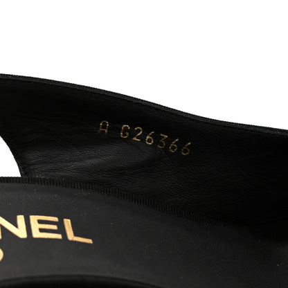 Chanel Lambskin Grosgrain Cap Toe CC Slingback Pumps 40 Black 9 of 9