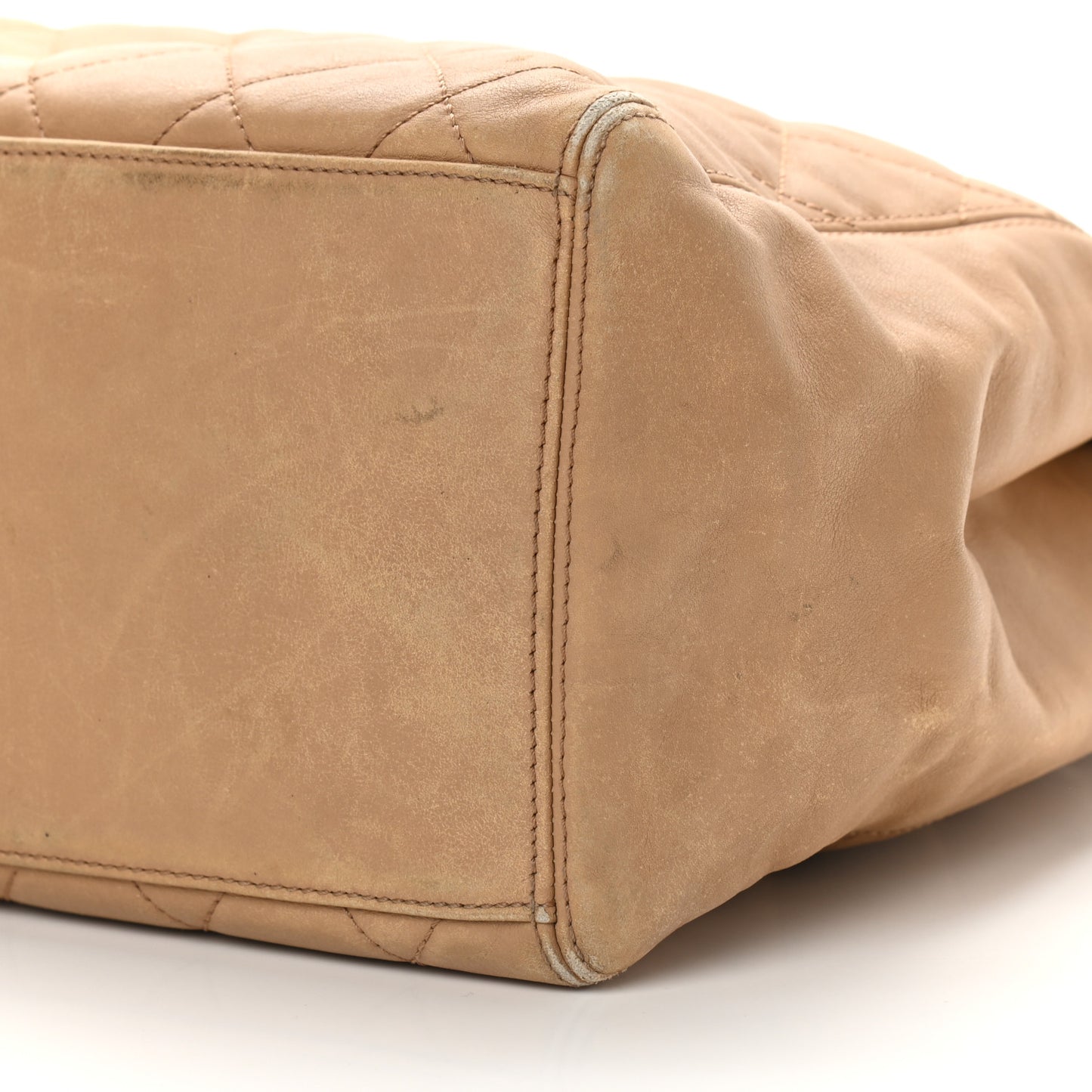 Calfskin Quilted CC Shopping Tote Beige