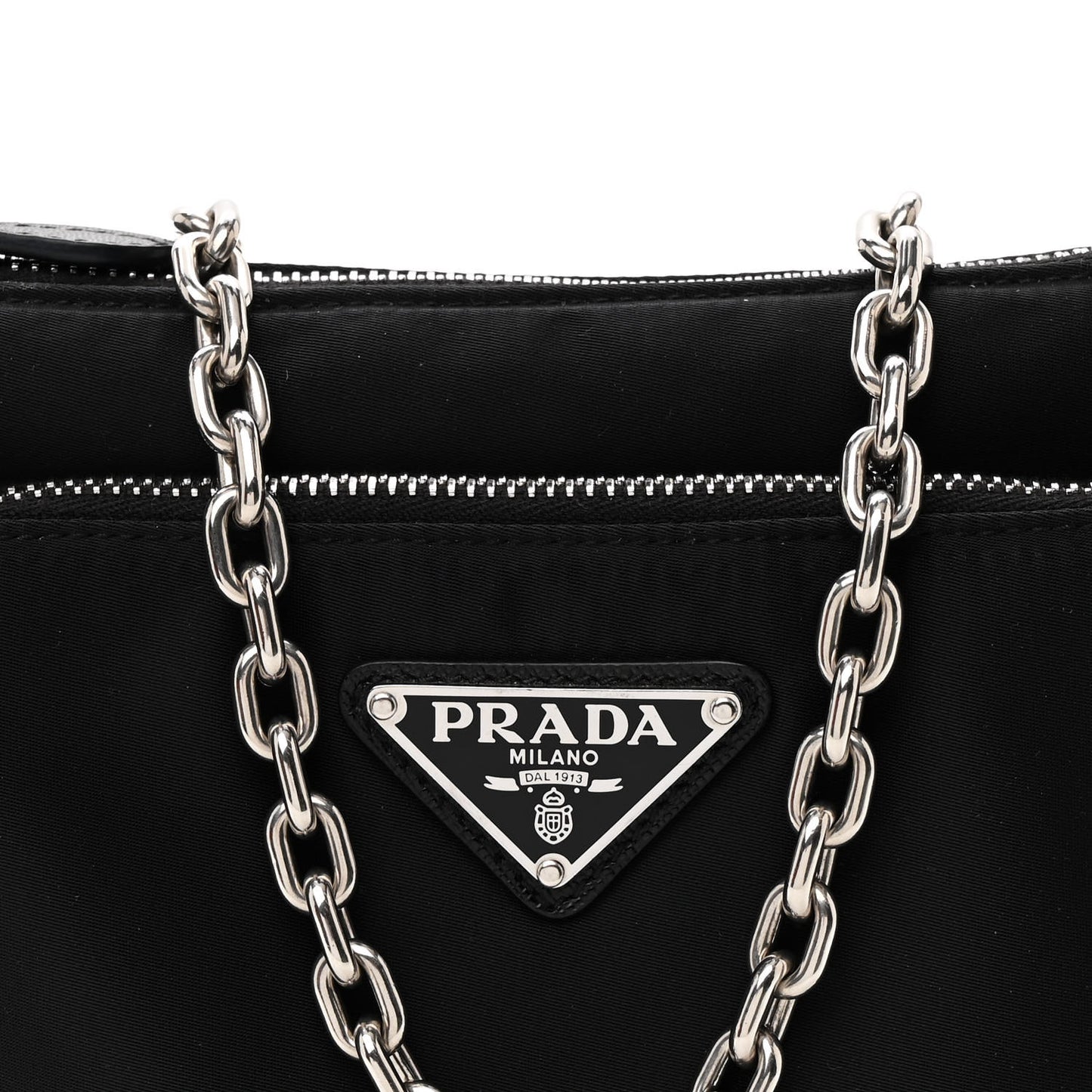 Re-Nylon Saffiano Double Pouch Shoulder Bag Black