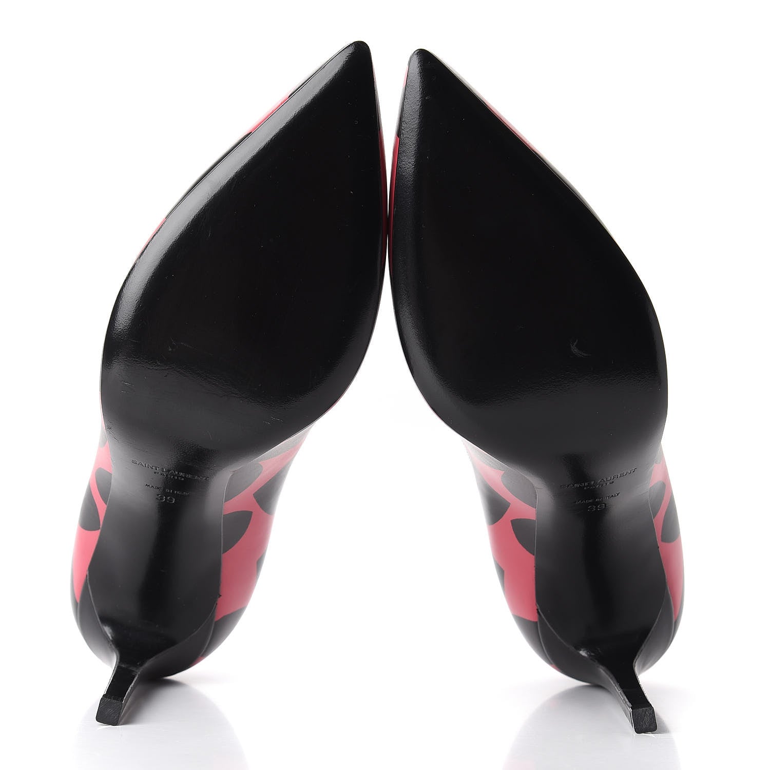 Saint Laurent Calfskin Big Heart Paris 105 Pumps 39 Rouge Black 6 of 11