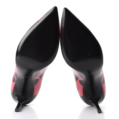 Saint Laurent Calfskin Big Heart Paris 105 Pumps 39 Rouge Black 6 of 11
