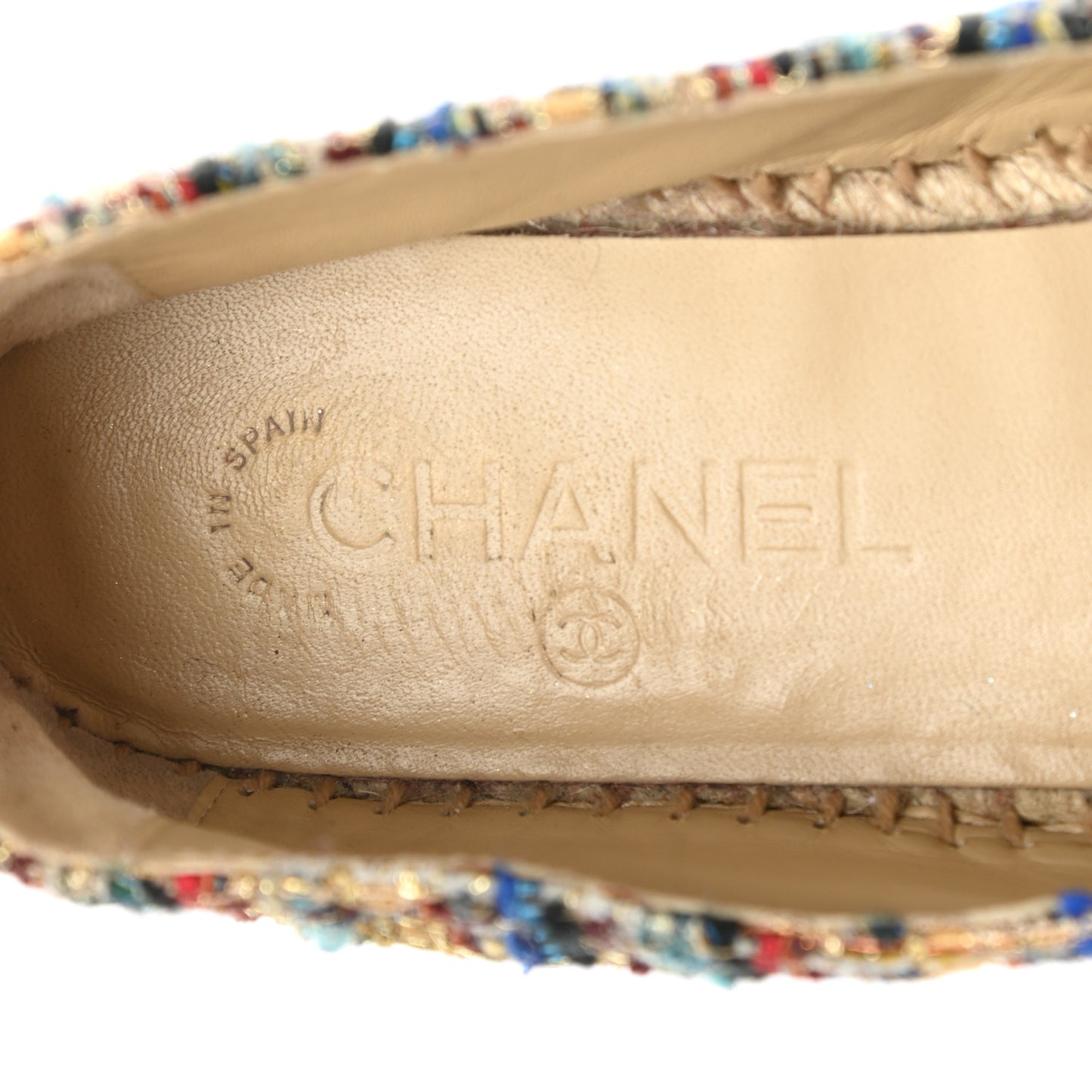 Tweed Grosgrain CC Espadrilles 39 Multicolor Black