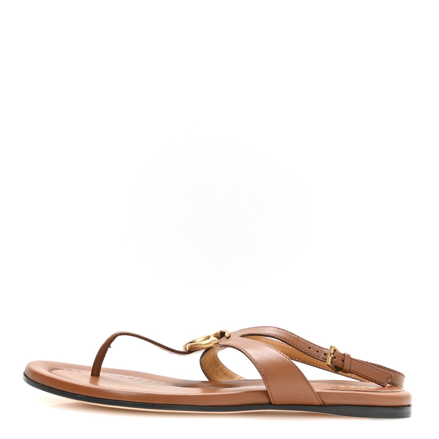 Calfskin GG Marmont Thong Sandals 38 Brown