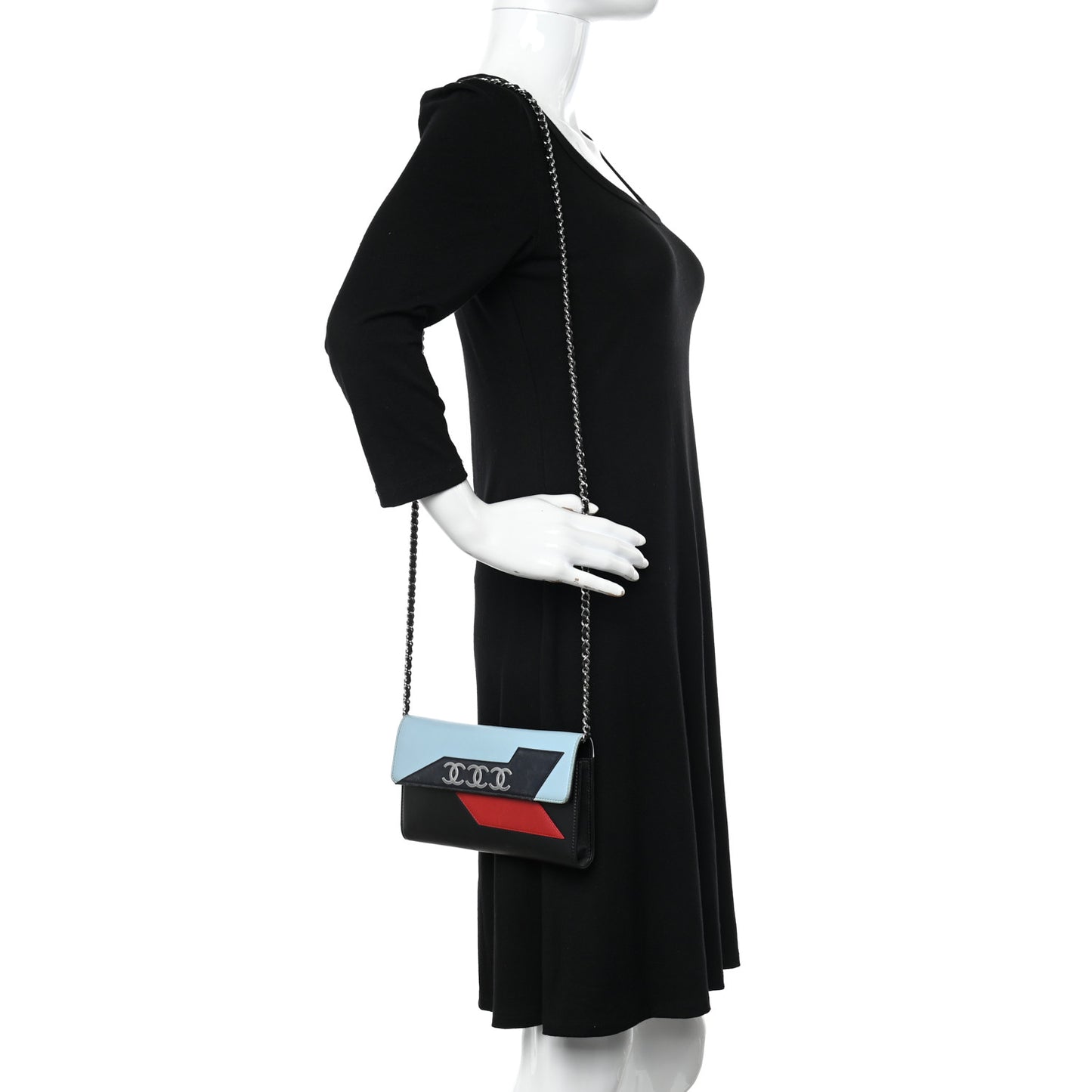 Lambskin Airlines Wallet On Chain WOC Blue Black Red