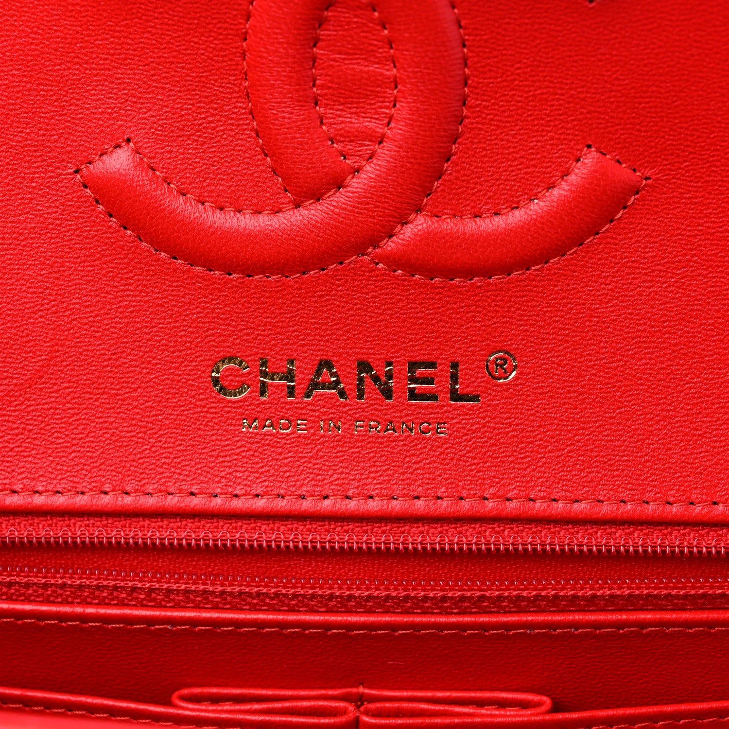 Chanel Lambskin Geometric Colorblock Medium Double Flap Red White