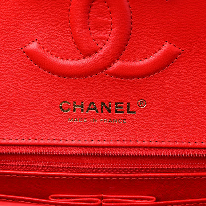 Chanel Lambskin Geometric Colorblock Medium Double Flap Red White 6 of 9
