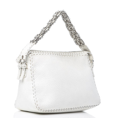 Fendi Calfskin Romano Selleria Chain Shoulder Bag White 3 of 11