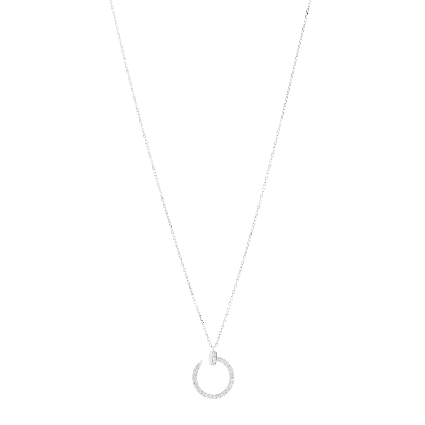 18K White Gold Diamond Juste Un Clou Paved Pendant Necklace