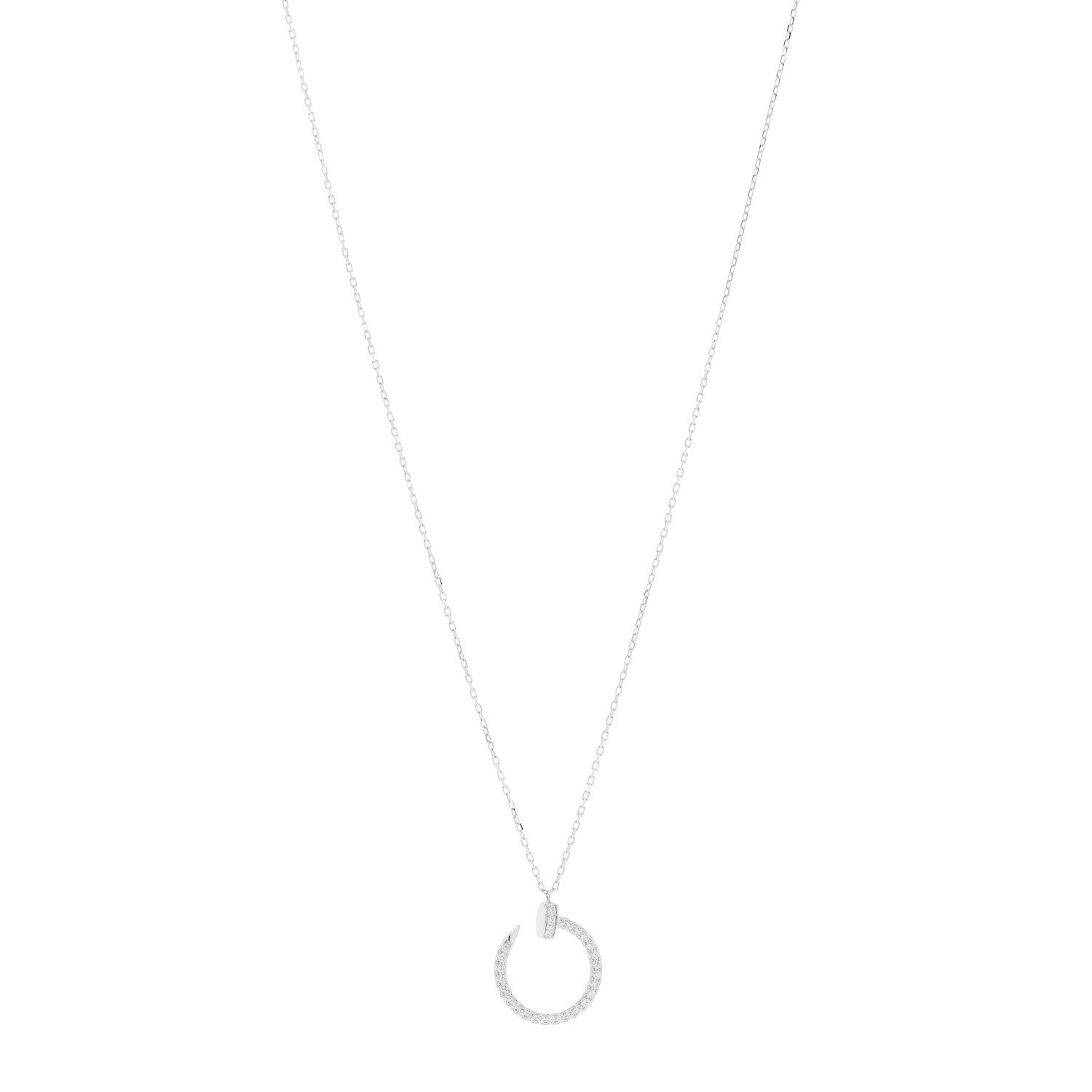 Cartier 18K White Gold Diamond Juste Un Clou Paved Pendant Necklace 1 of 7