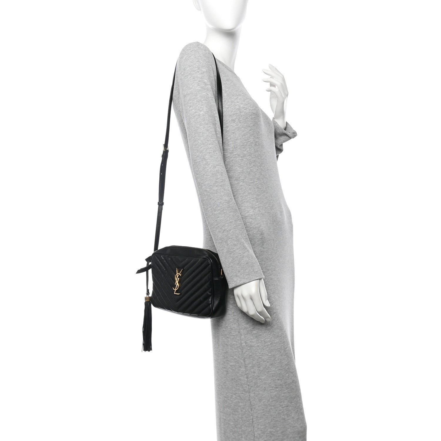 Saint Laurent Calfskin Matelasse Monogram Lou Camera Bag Black 2 of 10