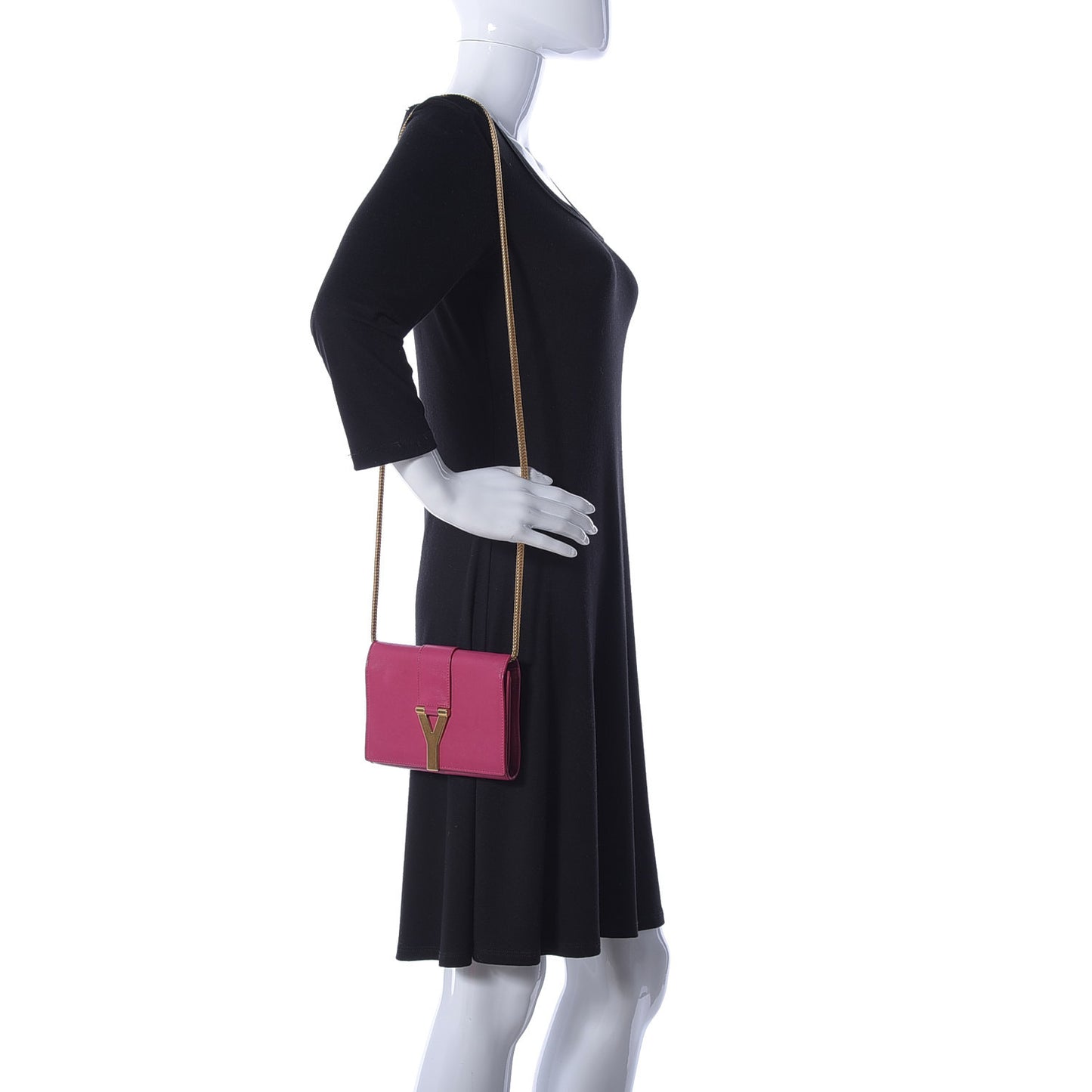 Calfskin Small Classic Y Satchel Fuchsia