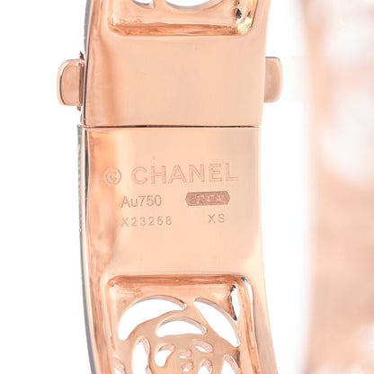 Chanel 18K Rose Gold Camellia Ajoure Bangle Bracelet 4 of 5