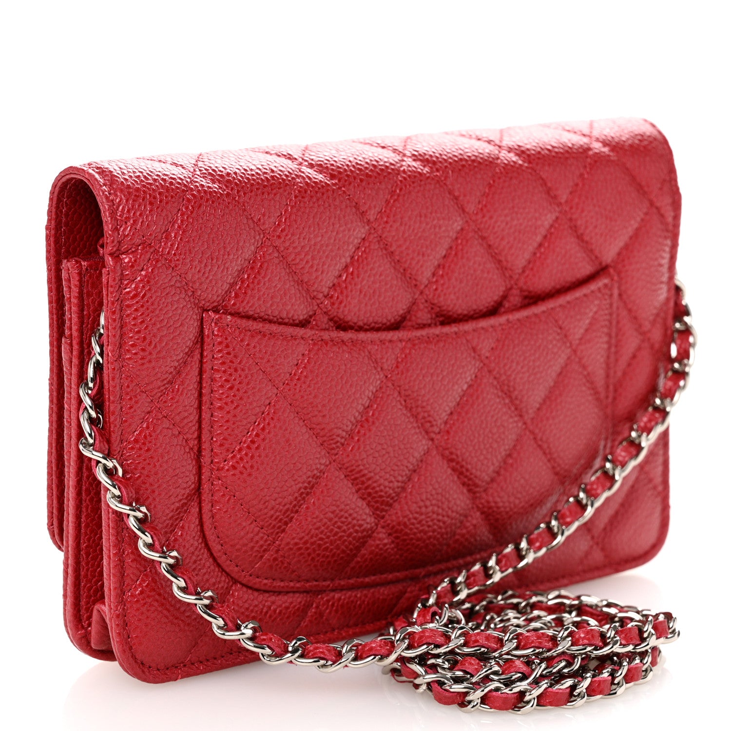Chanel Iridescent Caviar Quilted Wallet On Chain WOC Red 3 of 11