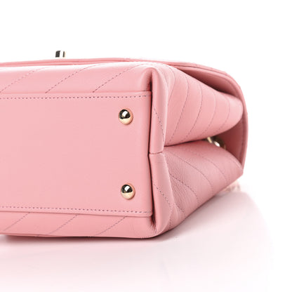 Chanel Grained Calfskin Small Chevron Chic Top Handle Flap Pink 10 of 11