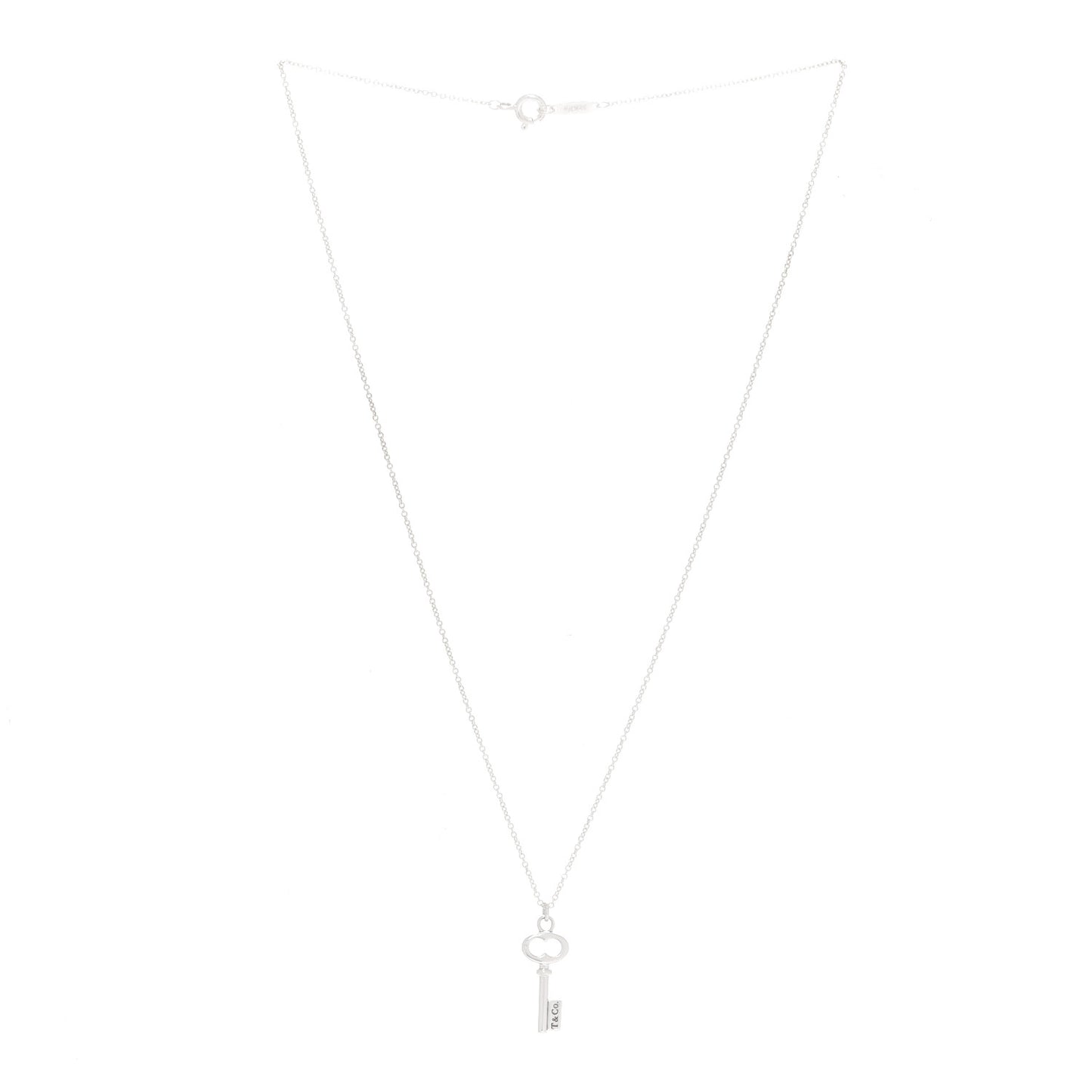 Sterling Silver Mini Oval Key Pendant Necklace