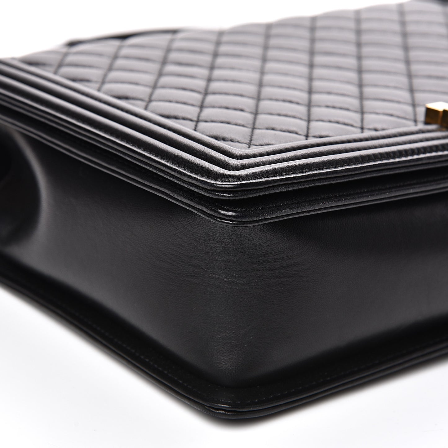 Lambskin Quilted Large Boy Flap Black