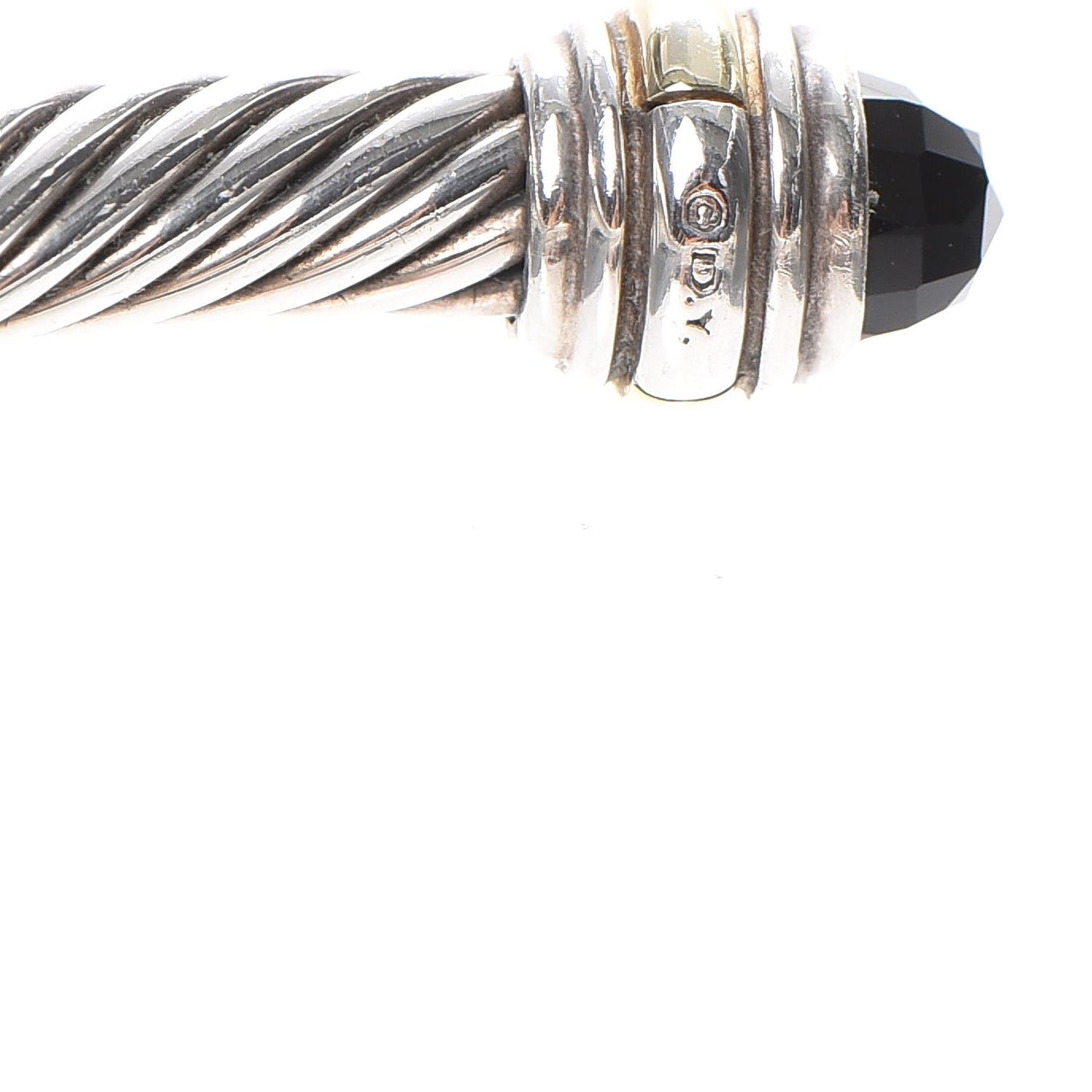 Sterling Silver 14K Yellow Gold Black Onyx 5mm Cable Classics Bracelet