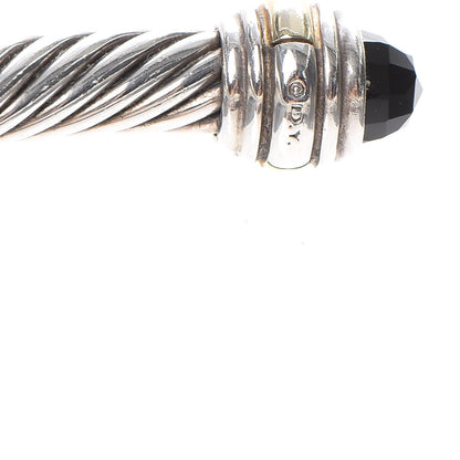 David Yurman Sterling Silver 14K Yellow Gold Black Onyx 5mm Cable Classics Bracelet 4 of 5