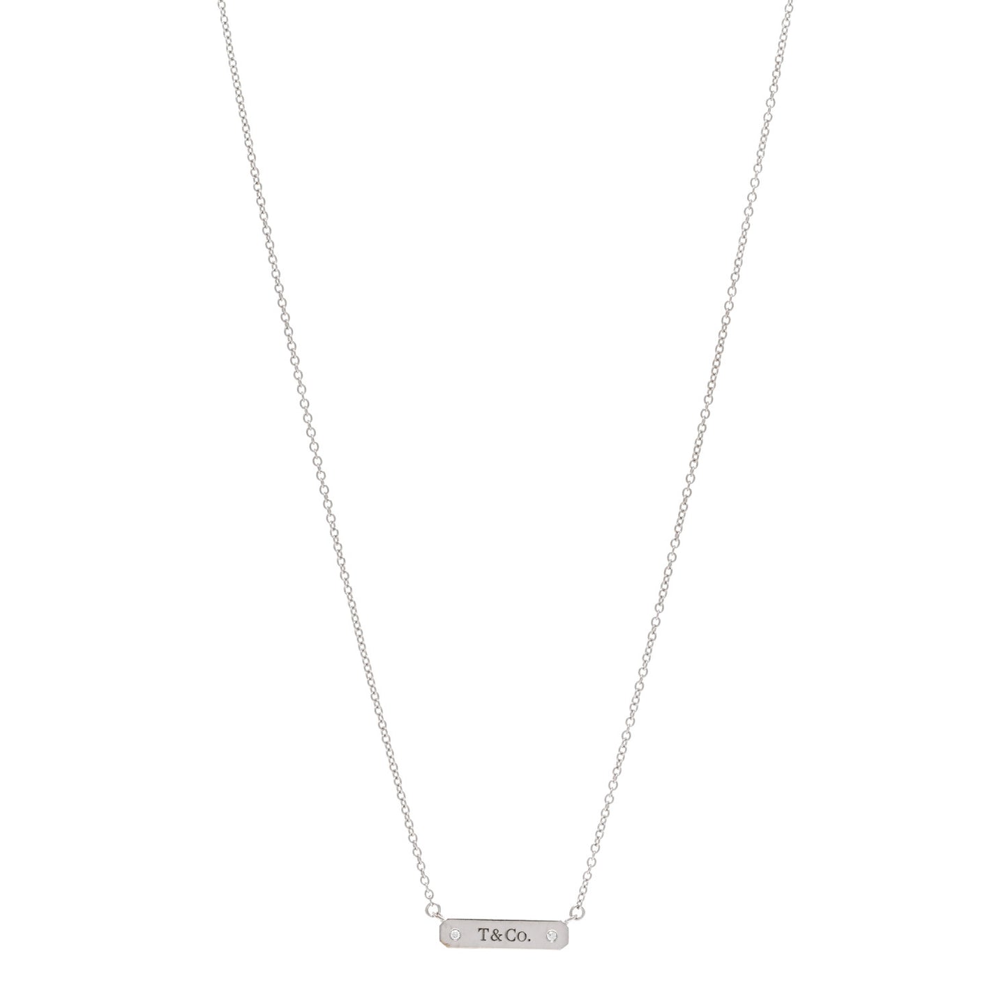 18K White Gold Diamond Micro Bar Pendant Necklace