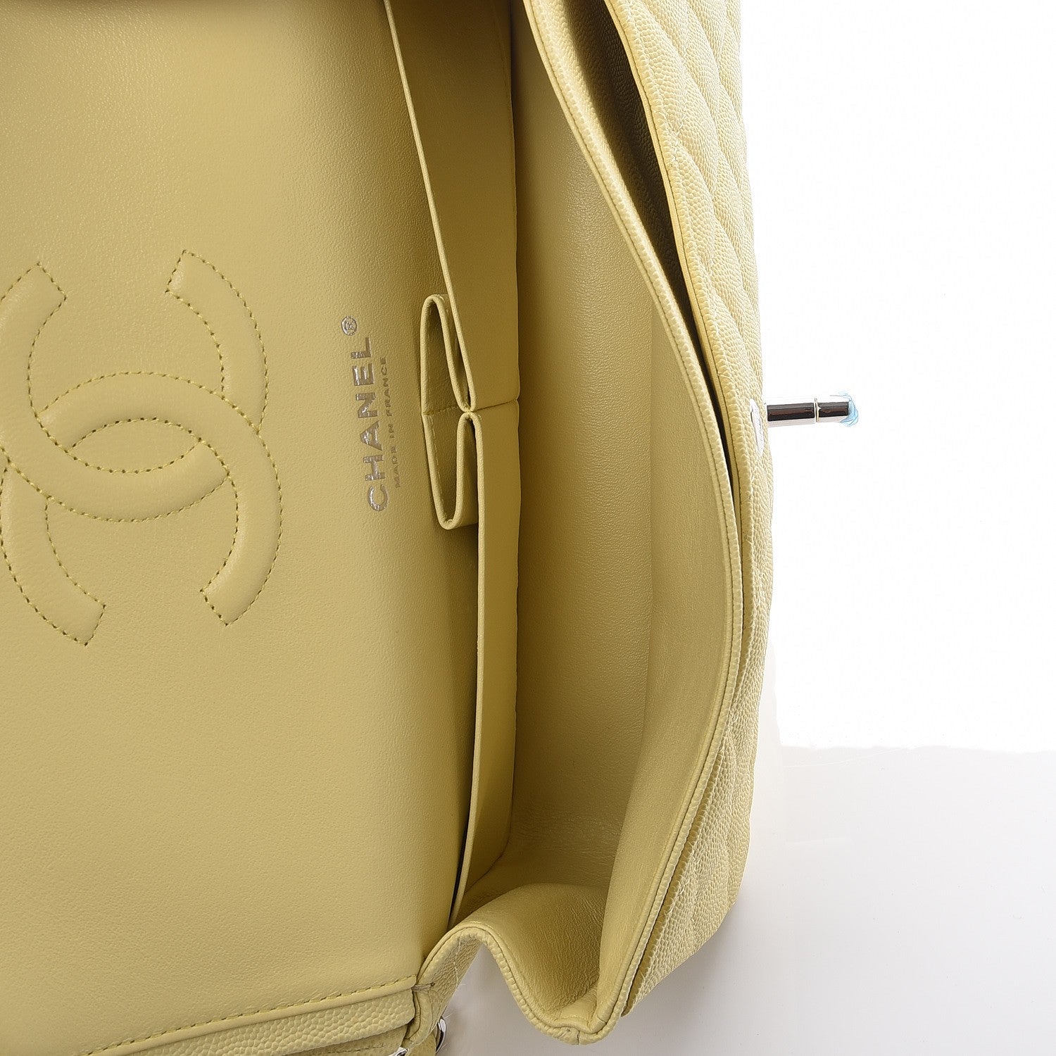 Chanel Caviar Quilted Medium Double Flap Light Yellow 5 of 8
