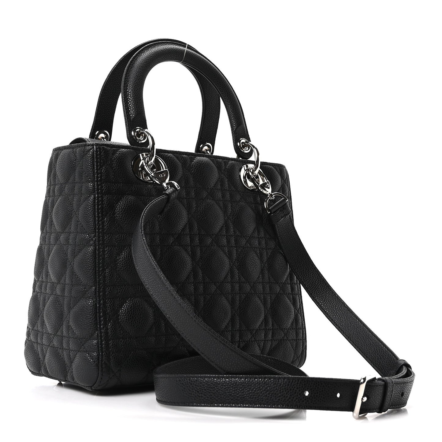 Grained Calfskin Cannage Medium Lady Dior Black