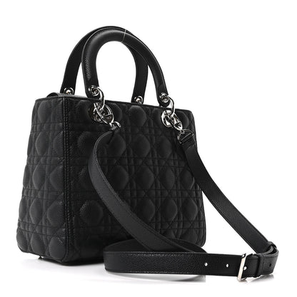 Christian Dior Grained Calfskin Cannage Medium Lady Dior Black 3 of 10