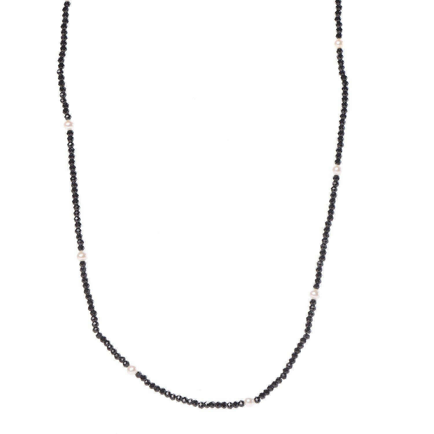 Tiffany Sterling Silver Black Spinel Pearl Ziegfeld Bead Necklace 1 of 6