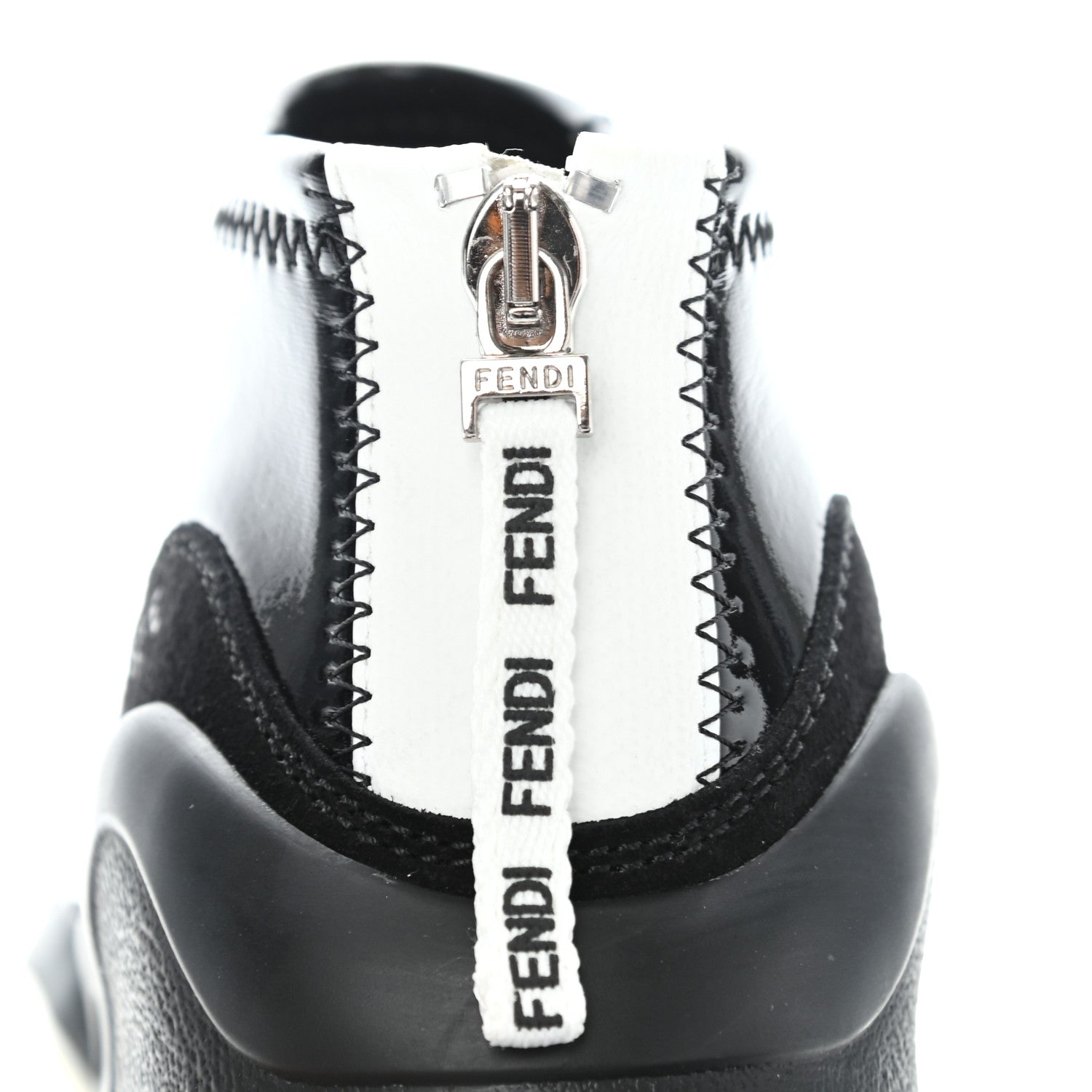 Fendi Vernice High-Tech Womens FFluid Zip Up Sneakers 38.5 Black White 9 of 13