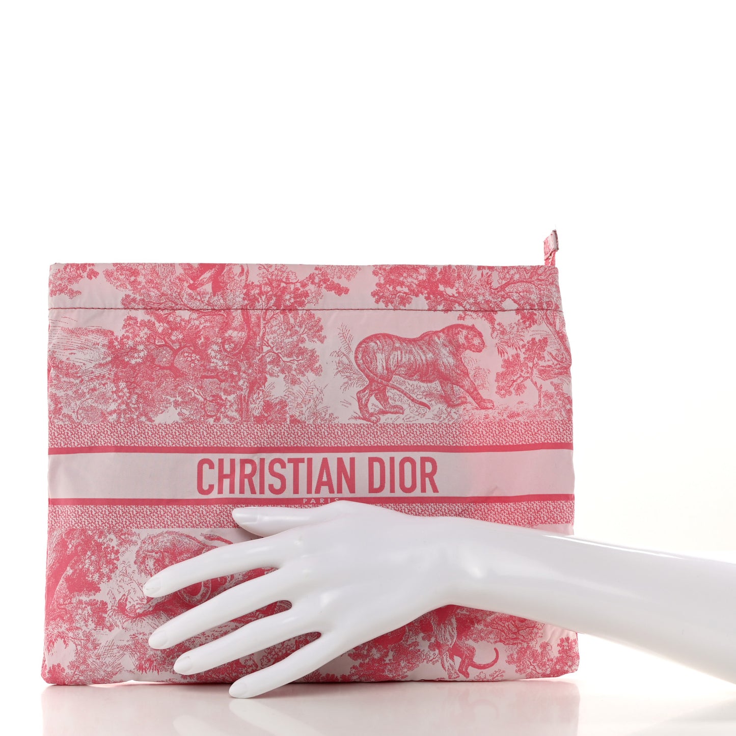 Canvas Embroidered Toile De Jouy Diortravel Zipped Pouch Candy Pink