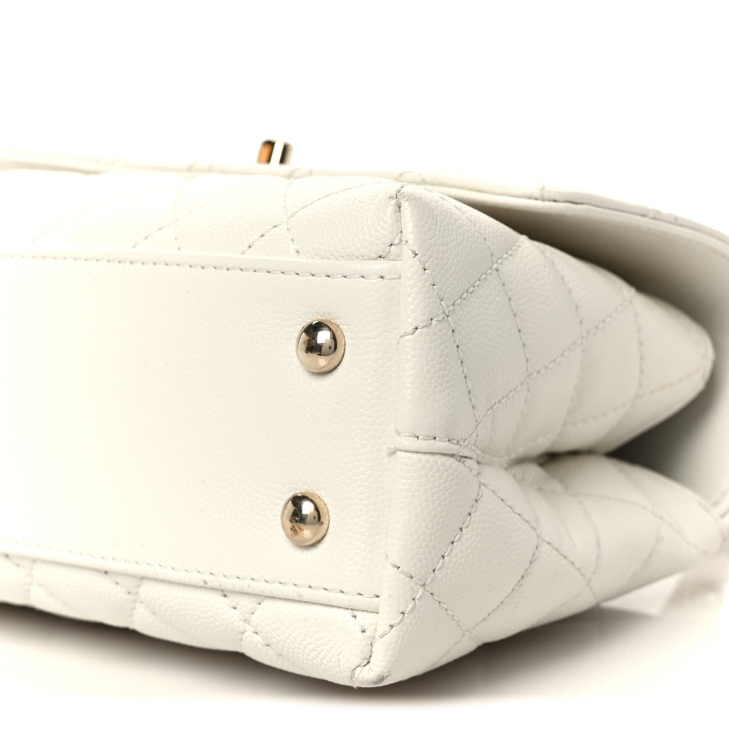 Chanel Caviar Quilted Mini Coco Handle Flap White 11 of 12