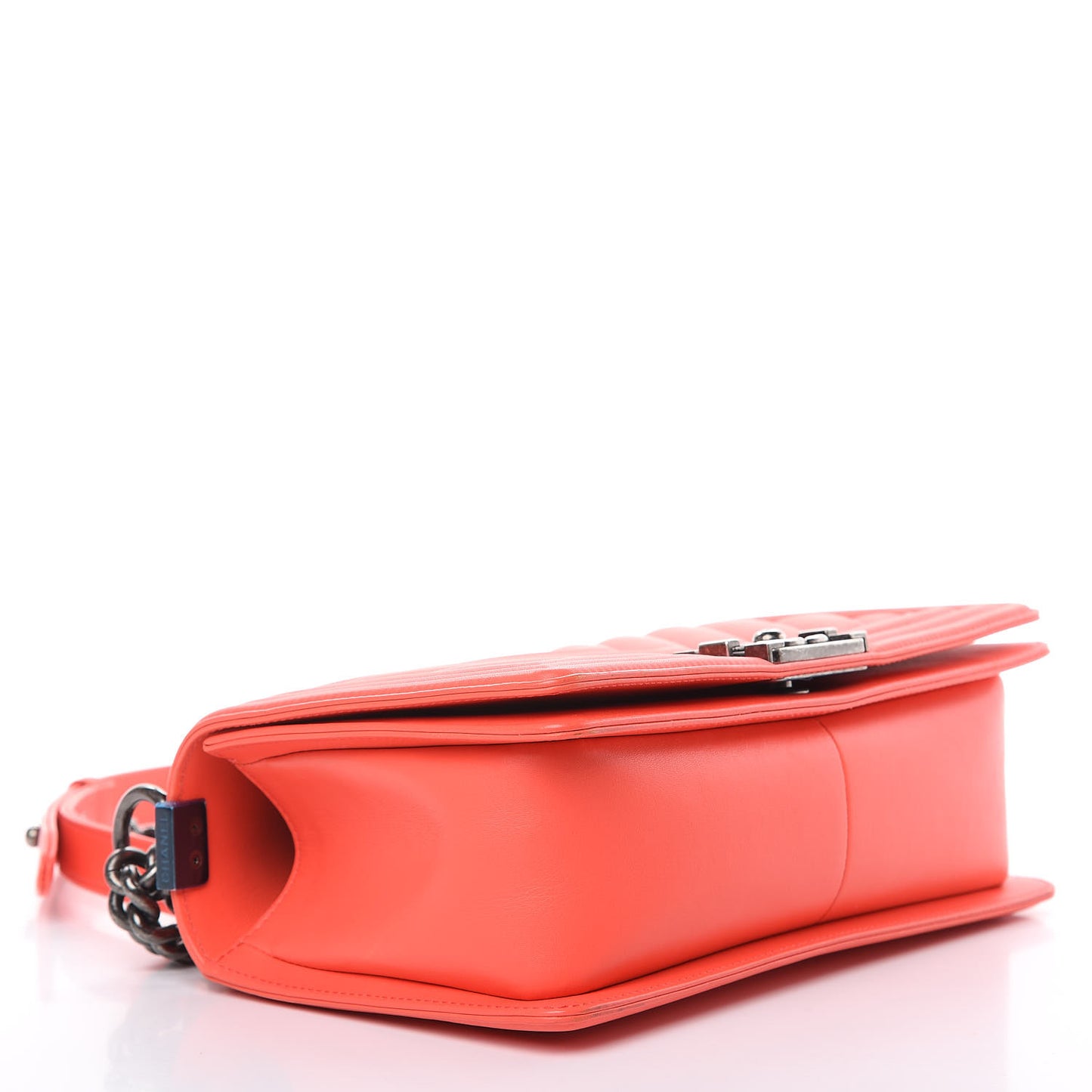 Calfskin Chevron Quilted Medium Boy Flap Coral