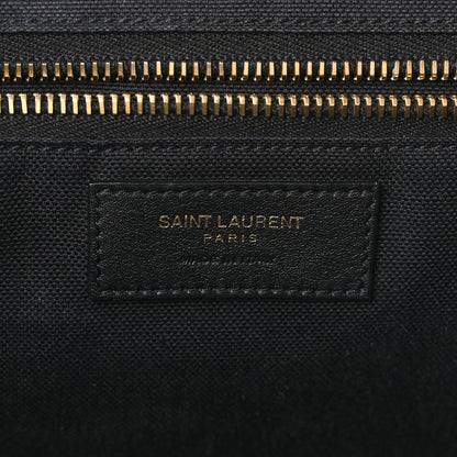 Saint Laurent Embroidered Cotton Linen Rive Gauche Noe Tote Natural Black 6 of 10