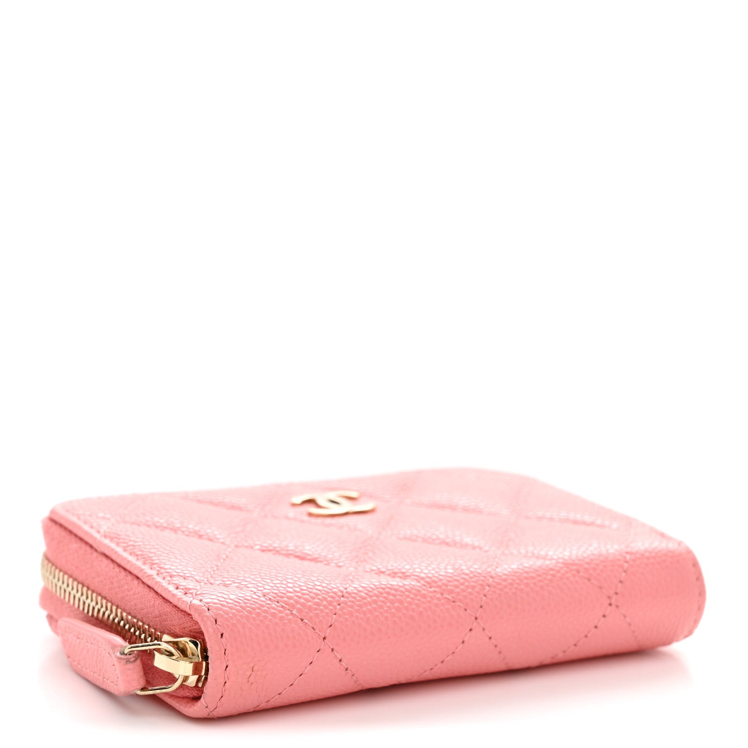 Chanel Caviar Quilted Zip Coin Purse Pink 4 of 9