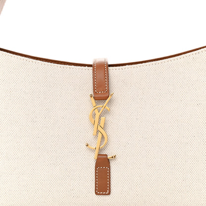 Saint Laurent Smooth Calfskin Canvas Le 5 A 7 Hobo Natural Beige Brick 8 of 11
