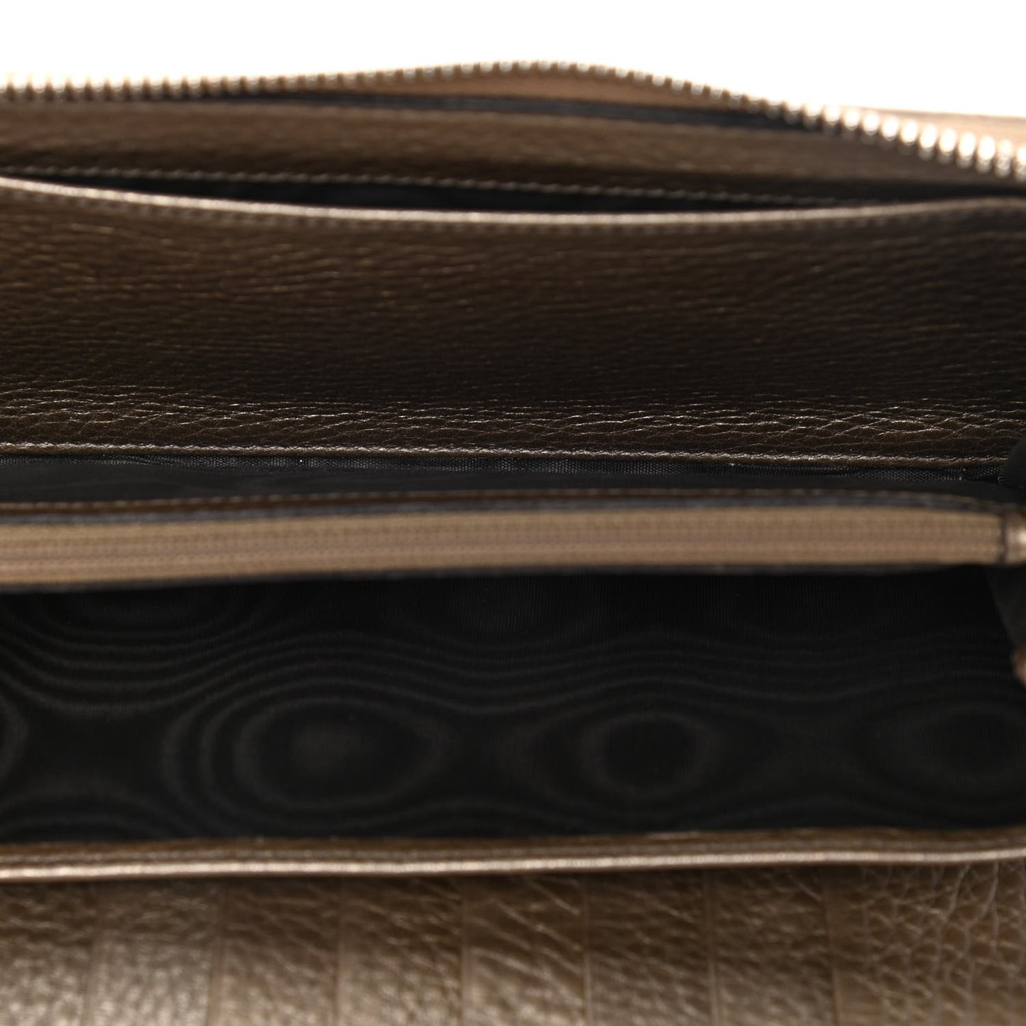 Metallic Pebbled Calfskin Soho Zip Around Wallet Golden Beige