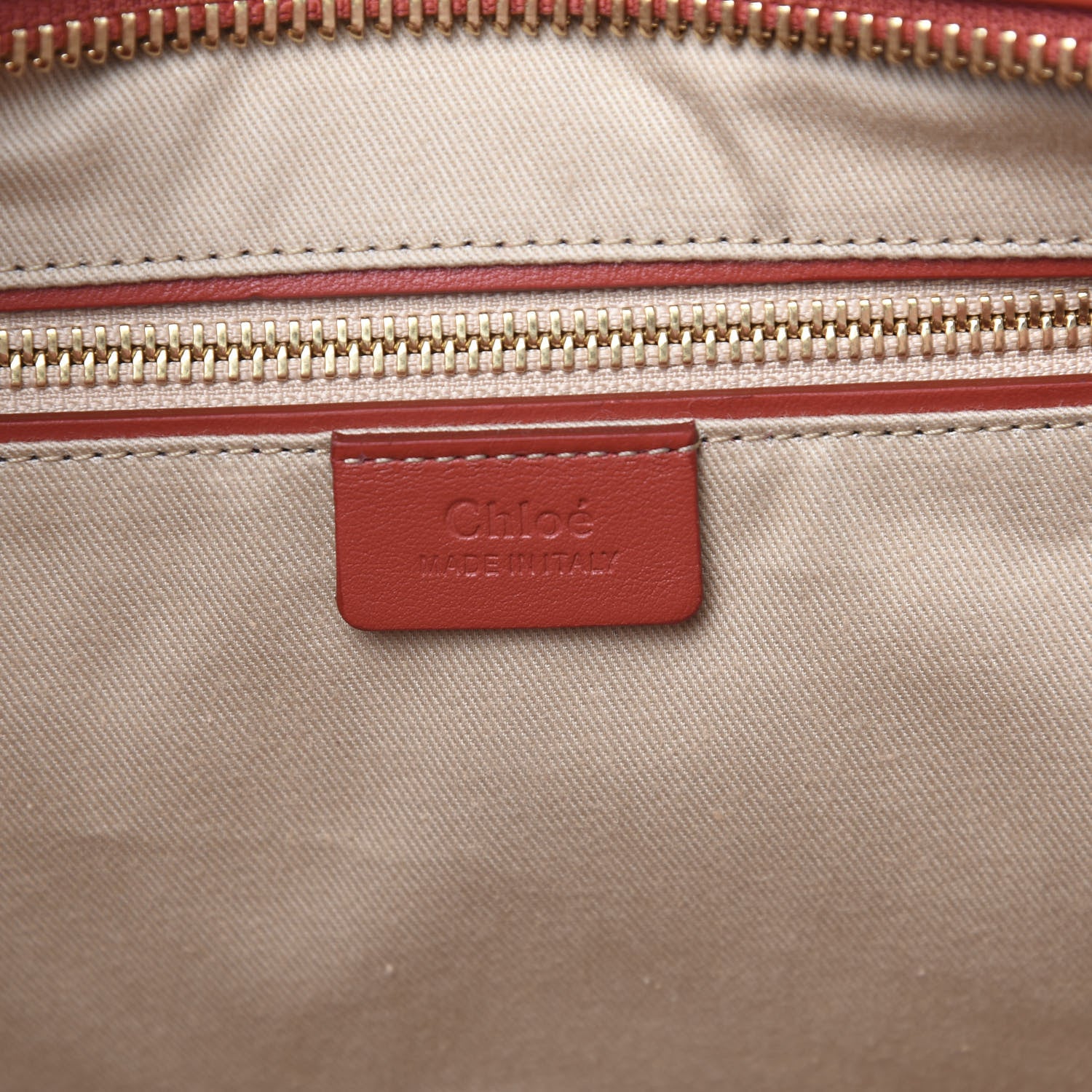 Chloe Smooth Calfskin Little Horses Embroidered Tao Zipped Tote Earthy Red 6 of 10
