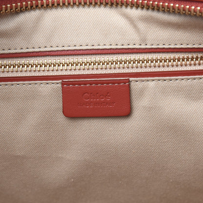 Chloe Smooth Calfskin Little Horses Embroidered Tao Zipped Tote Earthy Red 6 of 10