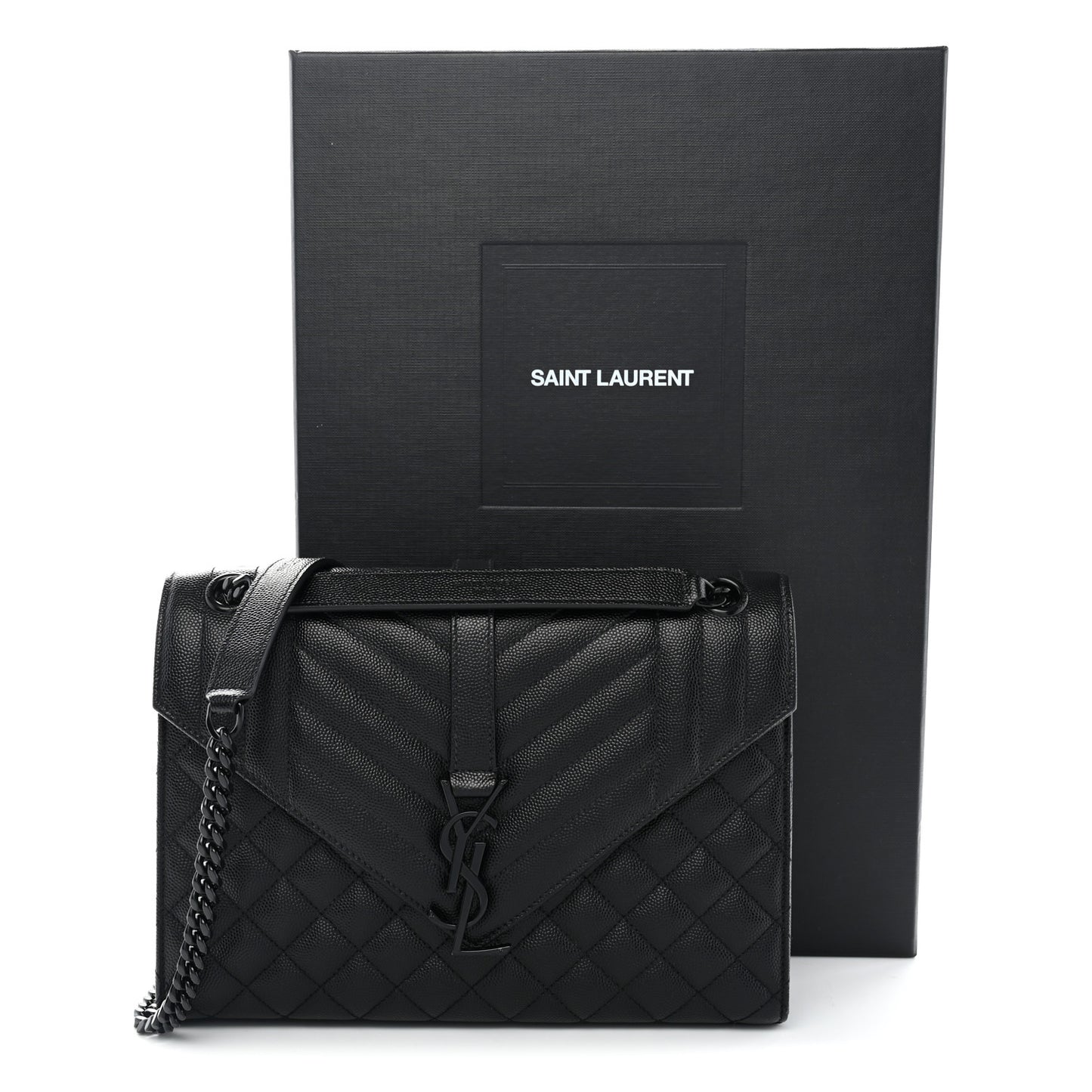 Grain De Poudre Textured Mixed Matelasse Triquilt Medium Monogram Monochrome Satchel Black