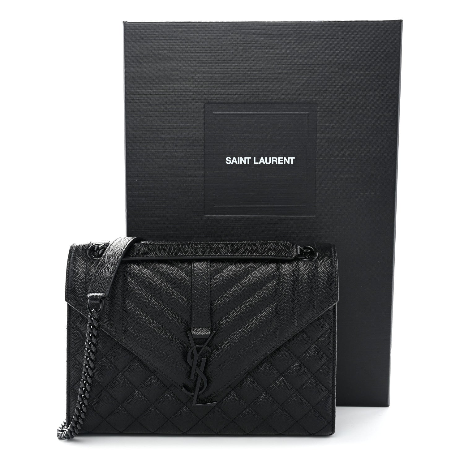 Saint Laurent Grain De Poudre Textured Mixed Matelasse Triquilt Medium Monogram Monochrome Satchel Black 11 of 11