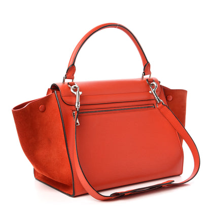 Celine Drummed Calfskin Suede Medium Trapeze Vermillion 3 of 9