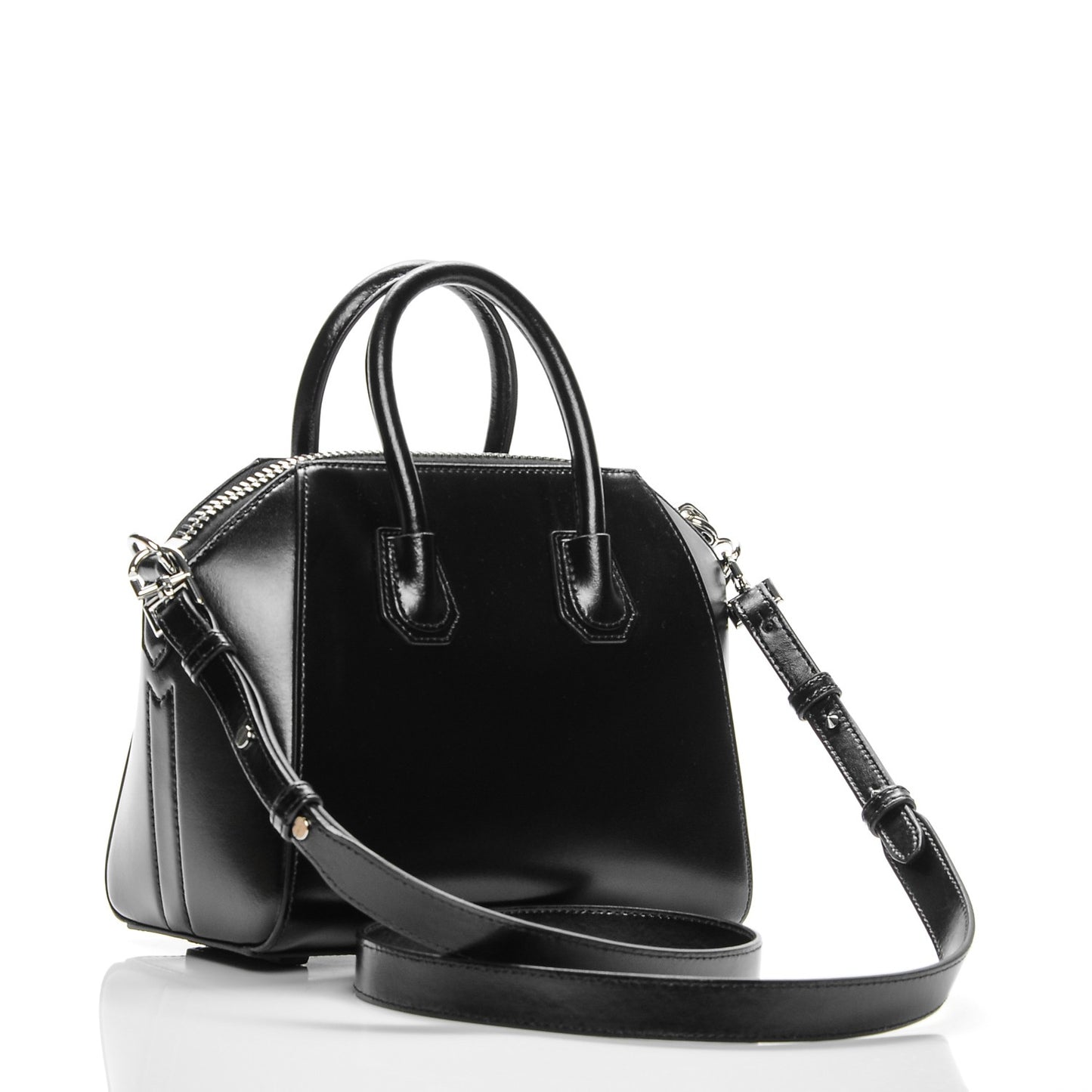 Shiny Lord Calfskin Mini Antigona Black