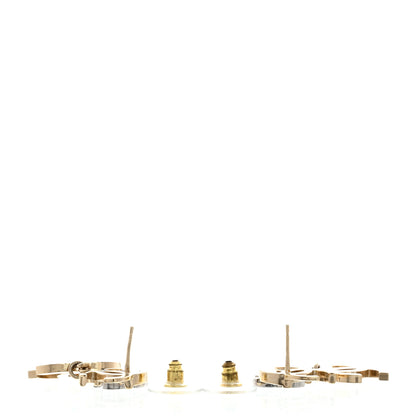 Chanel Crystal Pearl Double CC Drop Earrings Gold Silver 3 of 5