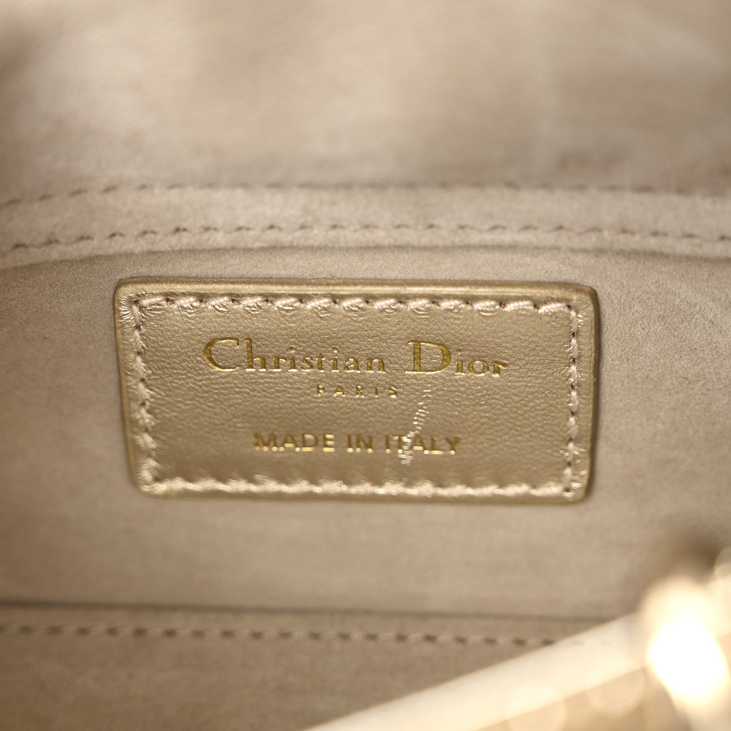 Christian Dior Metallic Lambskin Crystal Beaded Embroidered Micro Lady D-Joy Gold 6 of 11