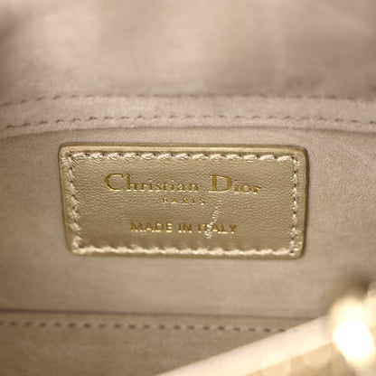 Christian Dior Metallic Lambskin Crystal Beaded Embroidered Micro Lady D-Joy Gold 6 of 11