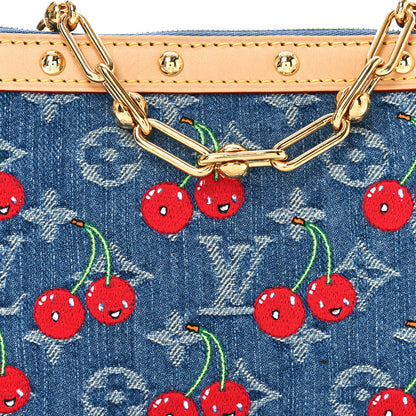 Louis Vuitton LV X TM Monogram Denim Cerises Pochette Accessories Blue 7 of 9