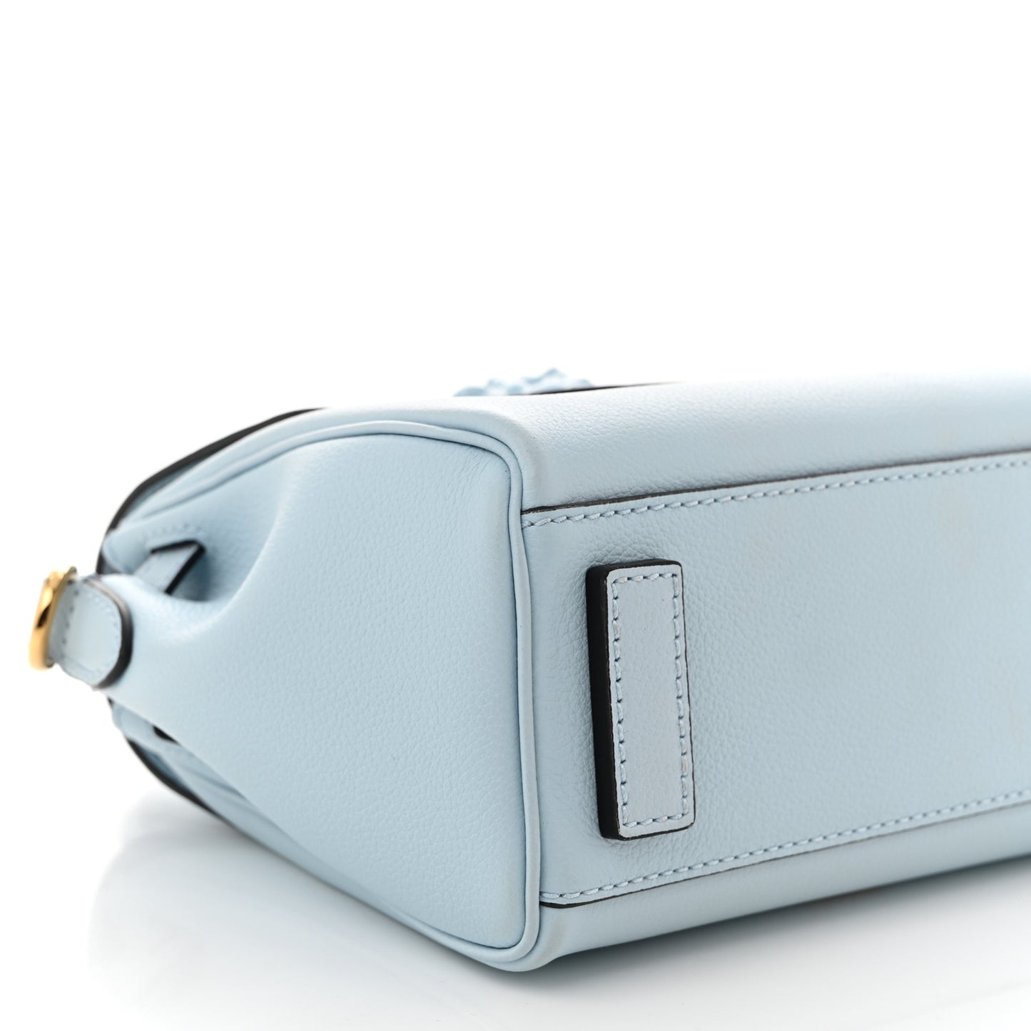 Grained Calfskin Small La Medusa Top Handle Bag Light Blue