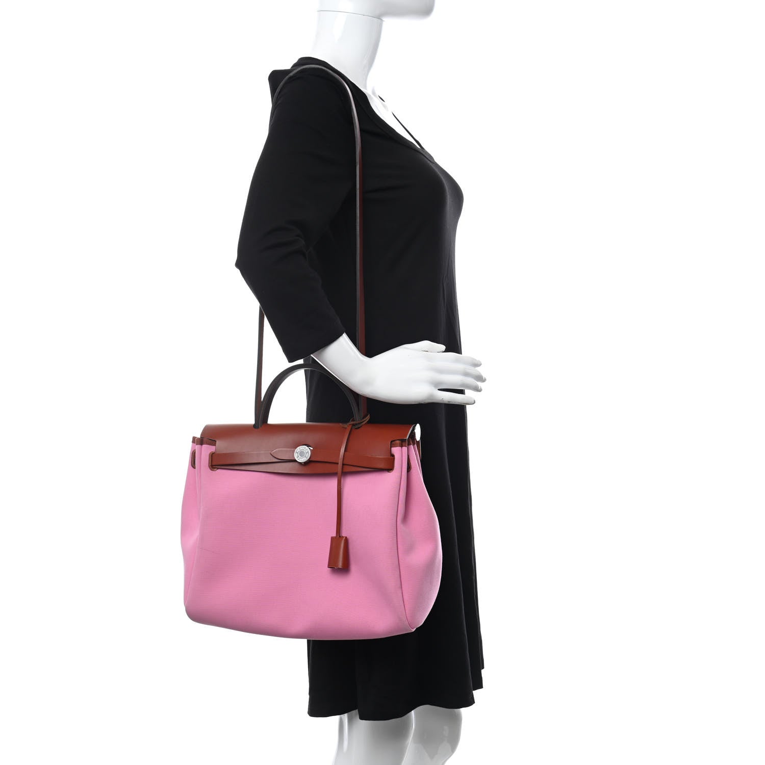Hermes Military Toile Vache Hunter Herbag Zip Retourne PM 31 Bubblegum 2 of 13
